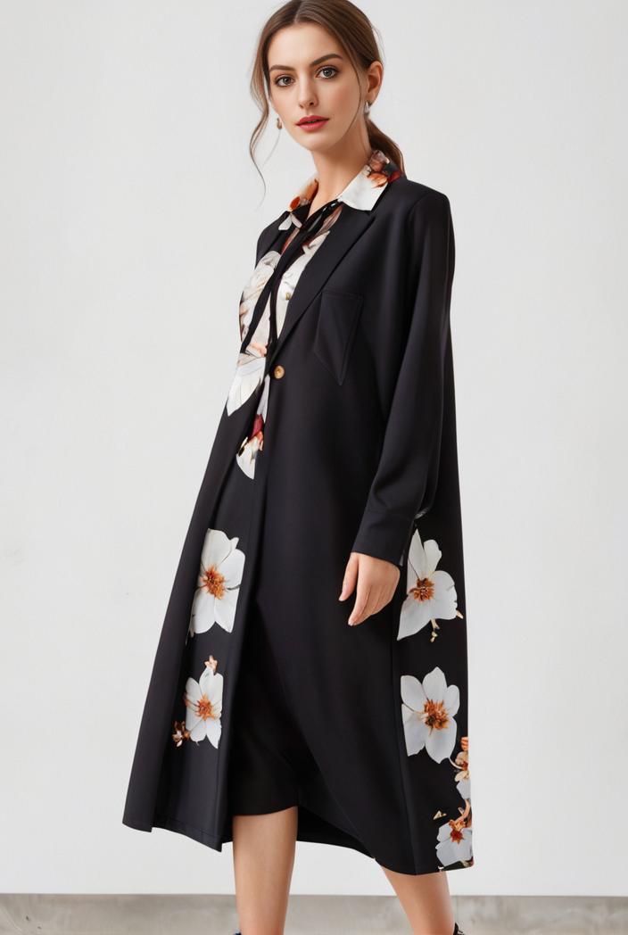 size curve dresses plus size loose elegant floral pattern stitching midi dress 111348