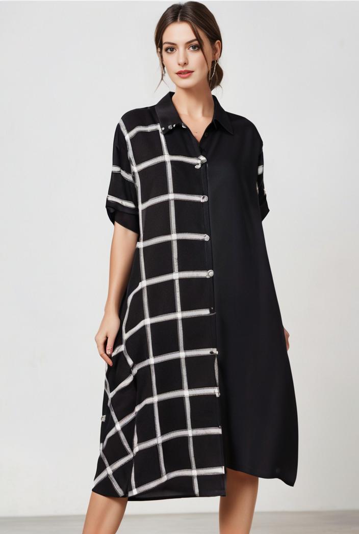 size curve dresses plus size loose elegant floral pattern stitching midi dress 111354