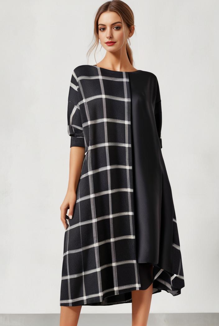 size curve dresses plus size loose elegant floral pattern stitching midi dress 111355