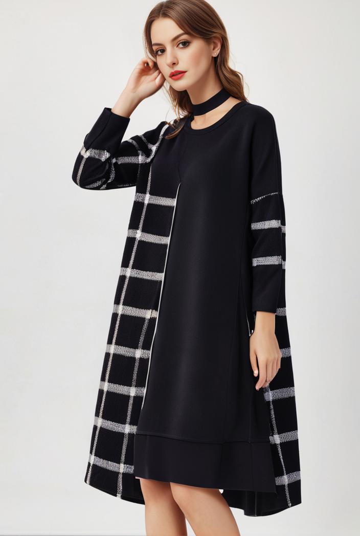 size curve dresses plus size loose elegant floral pattern stitching midi dress 111363