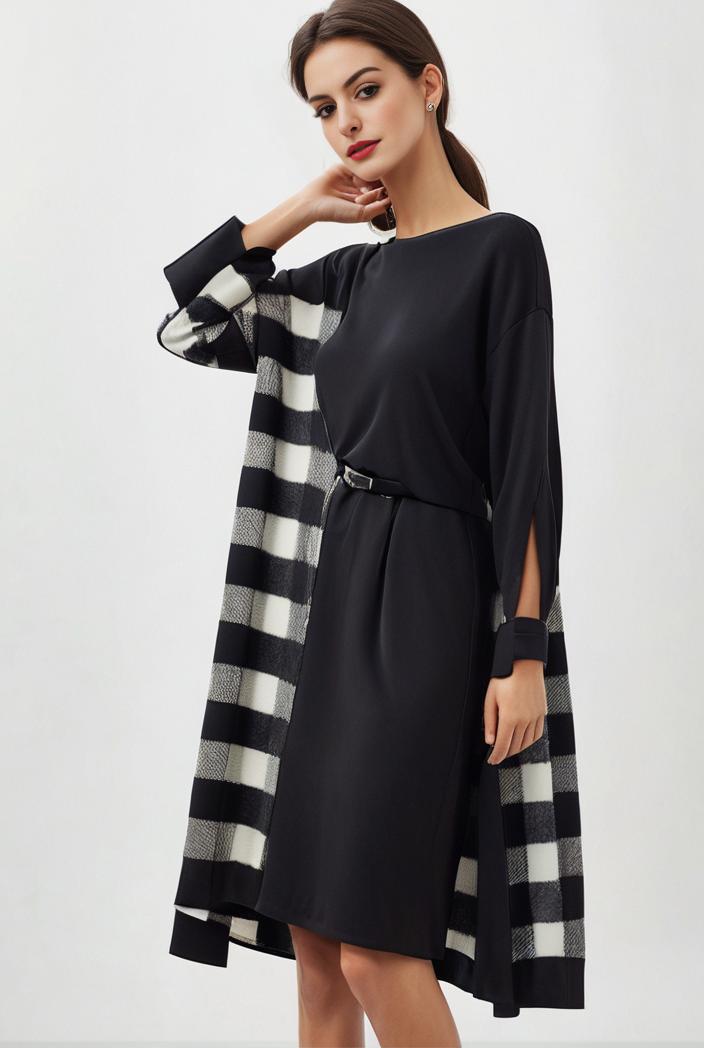 size curve dresses plus size loose elegant floral pattern stitching midi dress 111366
