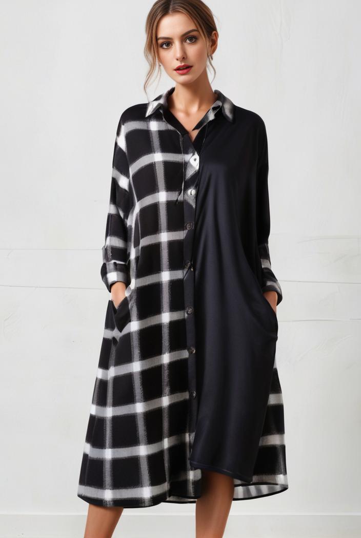size curve dresses plus size loose elegant floral pattern stitching midi dress 111370