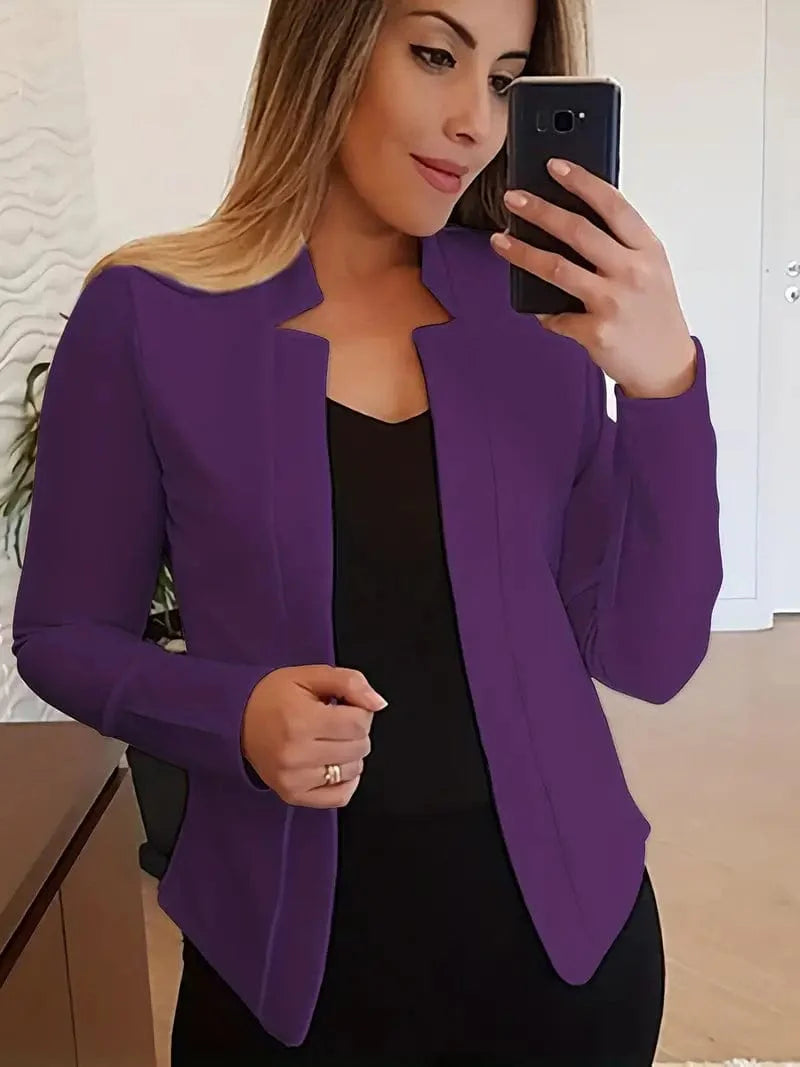 Sophisticated Split Front Blazer with Long Sleeves