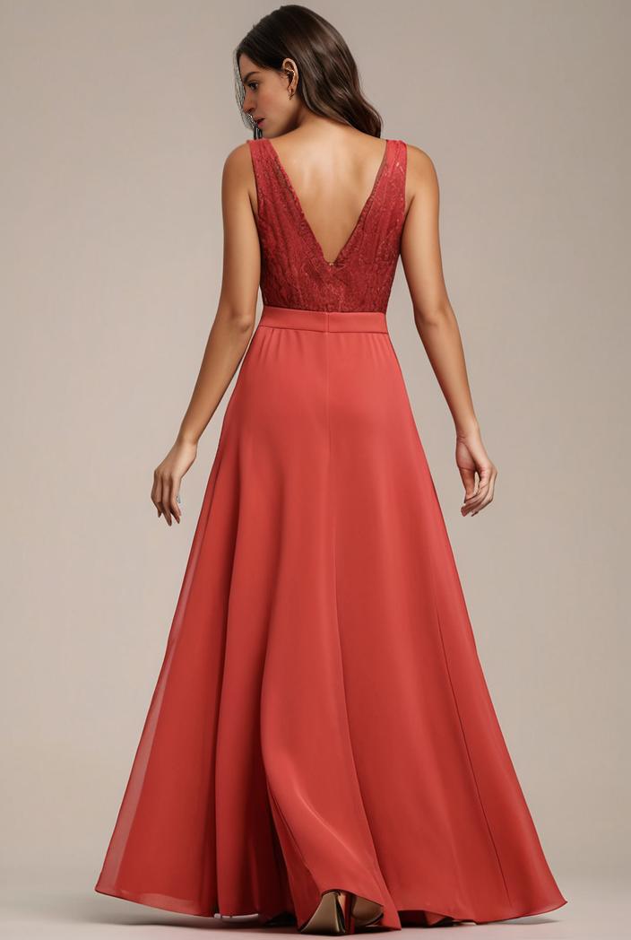 convertible chiffon lace open back spaghetti straps bridesmaid dress 116212