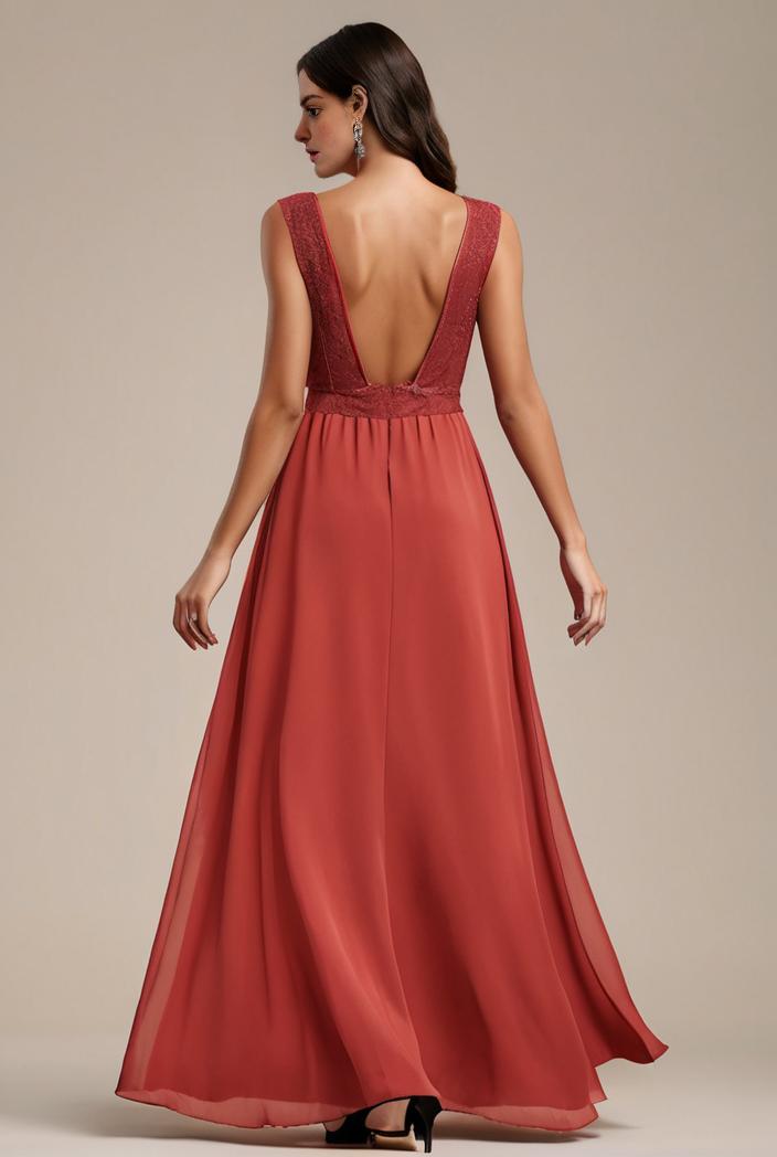 convertible chiffon lace open back spaghetti straps bridesmaid dress 116220