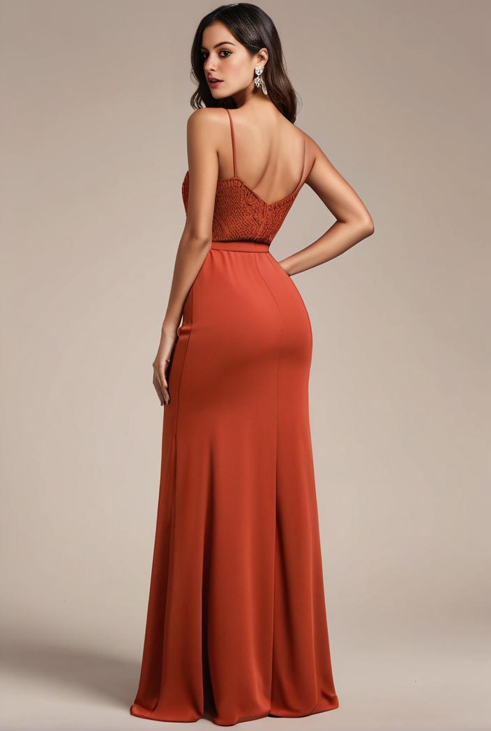 convertible chiffon lace open back spaghetti straps bridesmaid dress 116227