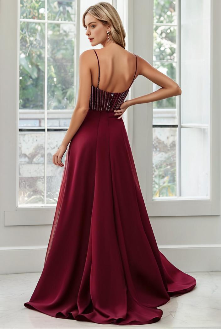 convertible chiffon lace open back spaghetti straps bridesmaid dress 116264
