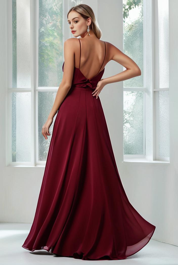 convertible chiffon lace open back spaghetti straps bridesmaid dress 116265