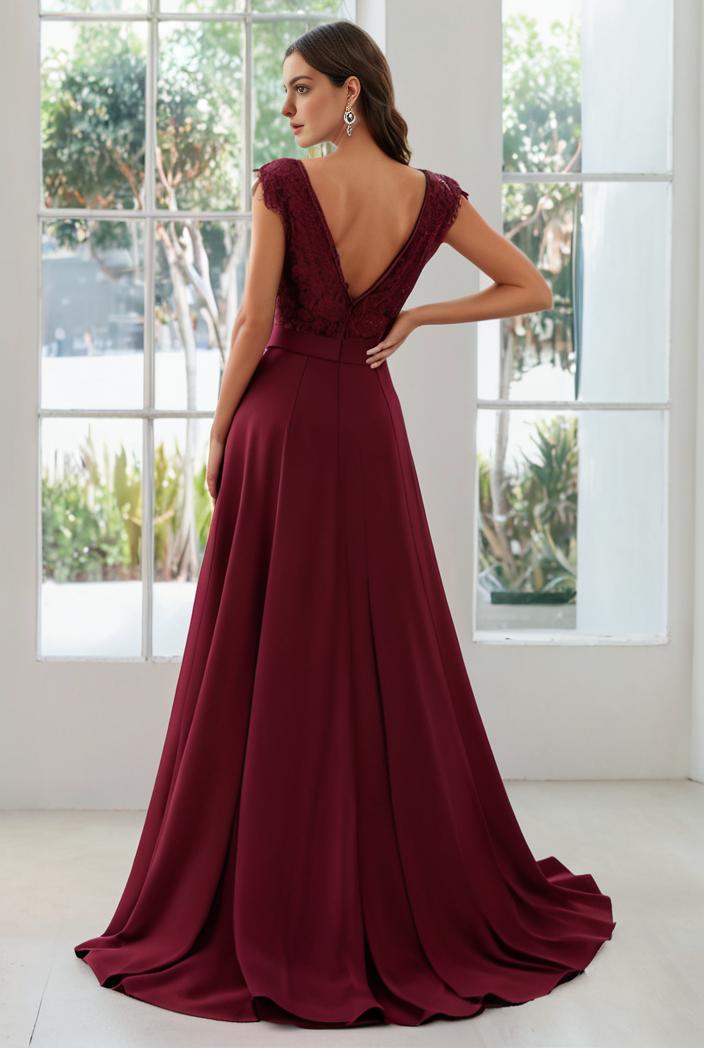 convertible chiffon lace open back spaghetti straps bridesmaid dress 116268