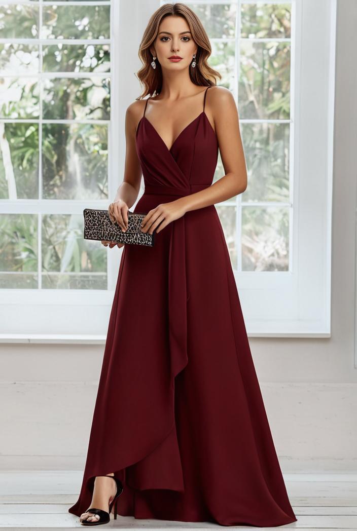 convertible chiffon lace open back spaghetti straps bridesmaid dress 116285