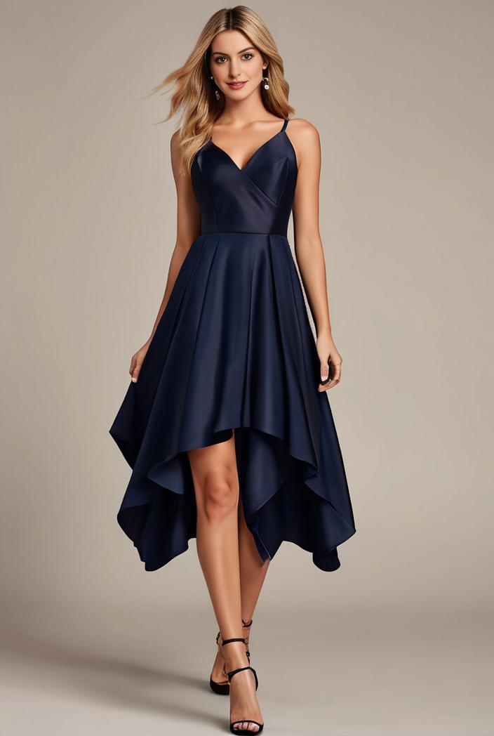 deep v neck lace chiffon bridesmaid dress with asymmetrical hem 116929