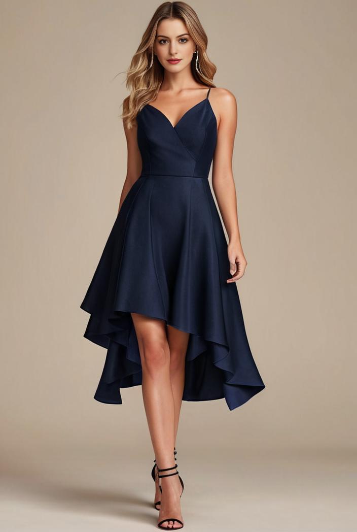 deep v neck lace chiffon bridesmaid dress with asymmetrical hem 116932