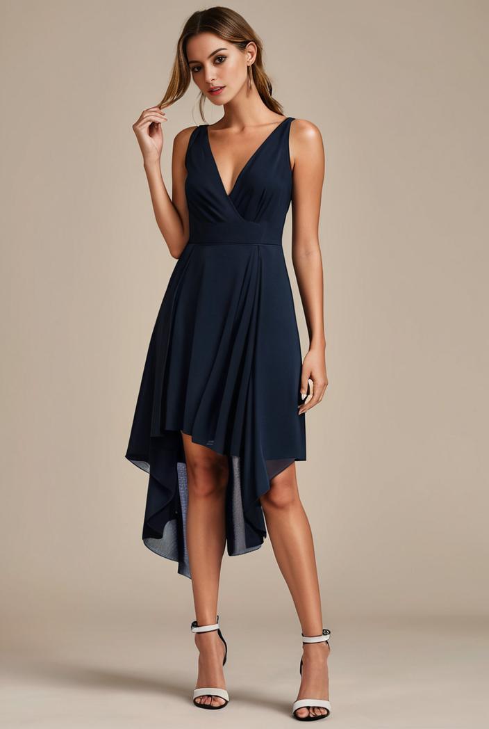 deep v neck lace chiffon bridesmaid dress with asymmetrical hem 116972