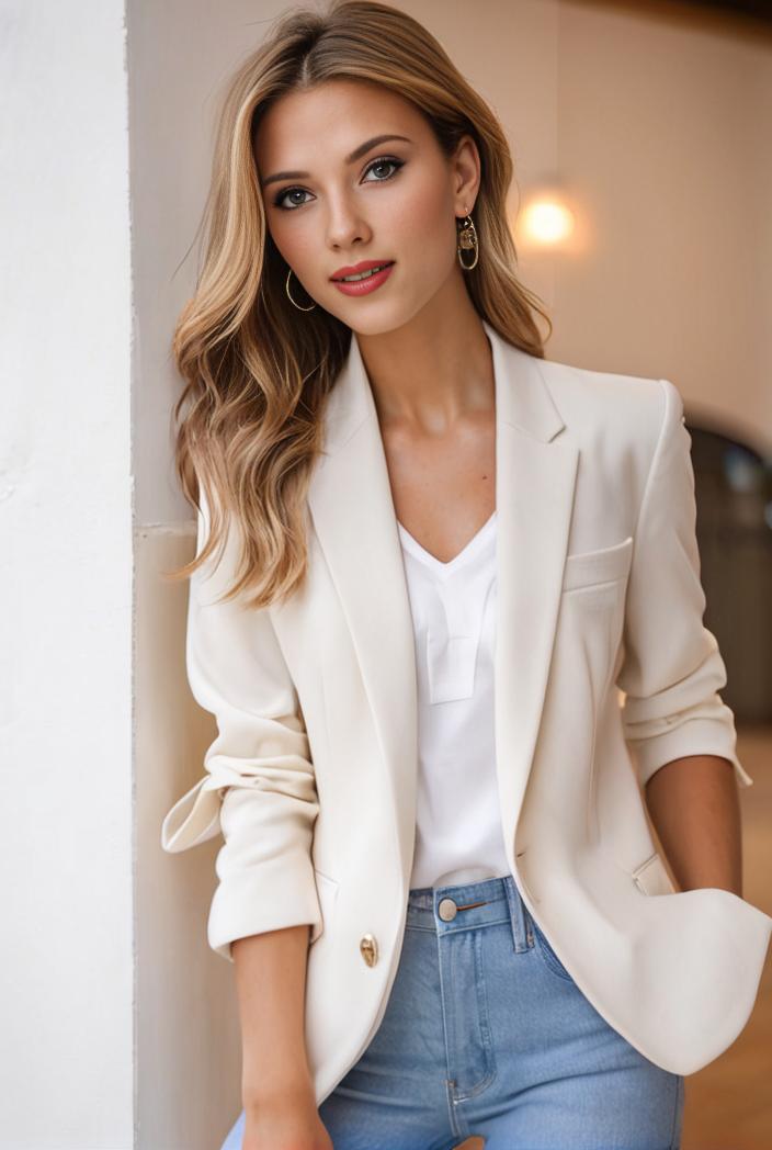 ladies solid button up blazer with long sleeves casual lapel design 116133