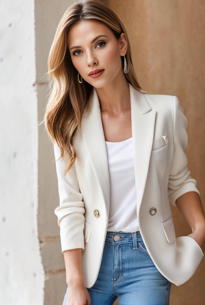 ladies solid button up blazer with long sleeves casual lapel design 116135