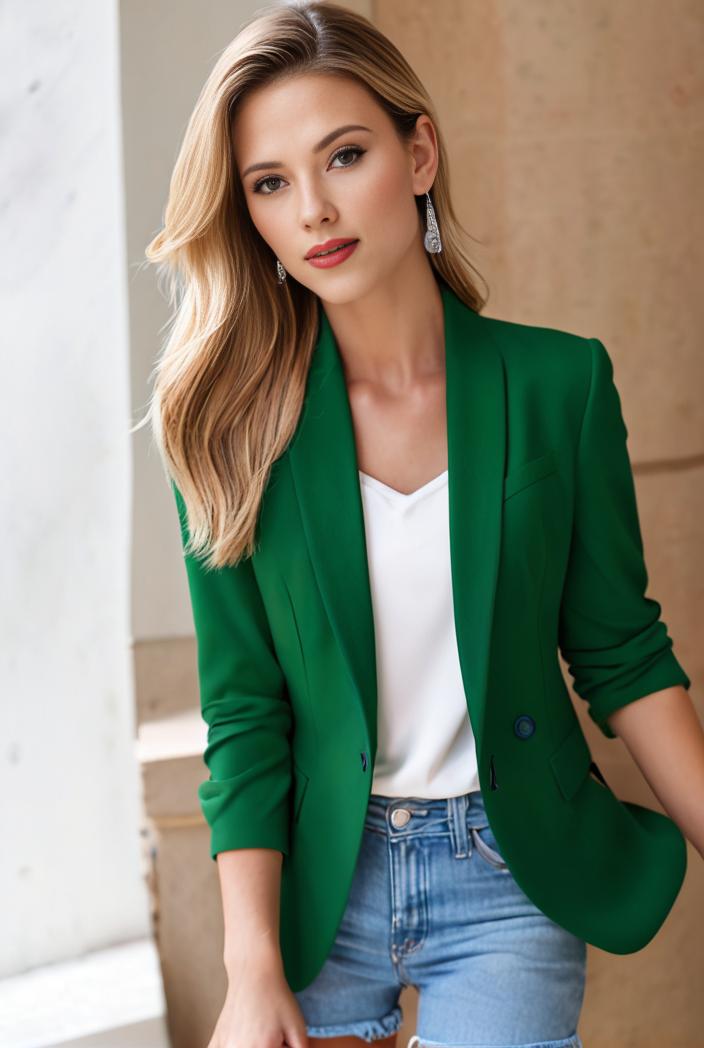 ladies solid button up blazer with long sleeves casual lapel design 116159