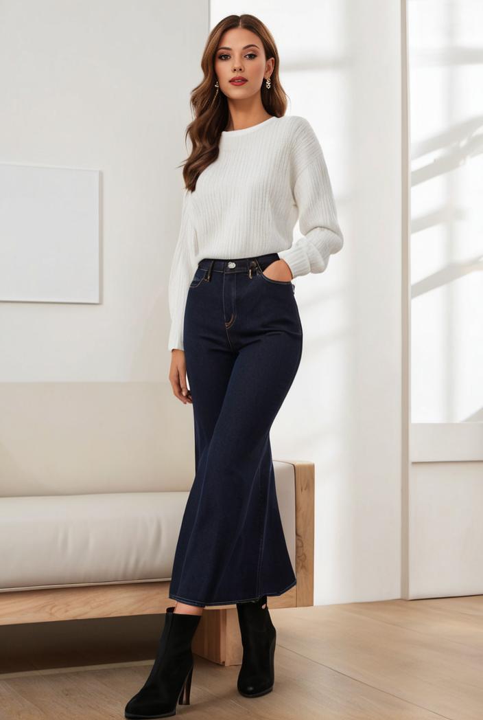 mermaid denim skirt with slant pockets stretch high waist women s denim midi skirt 117644