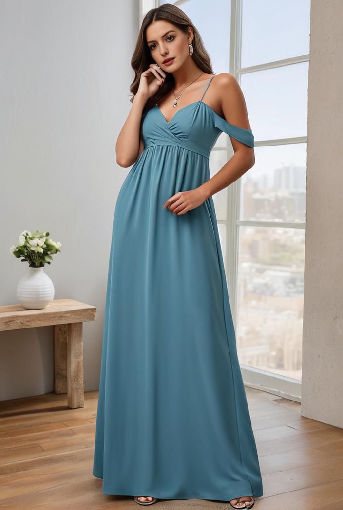 off shoulder spaghetti strap a line maternity dress 122553