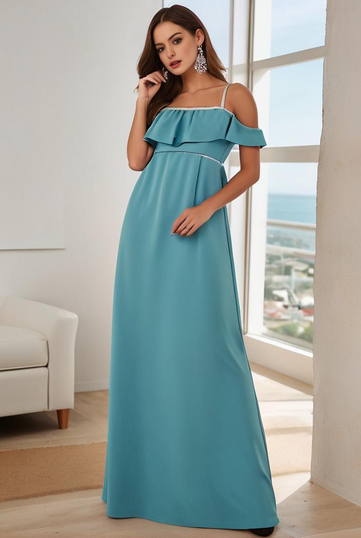 off shoulder spaghetti strap a line maternity dress 122555