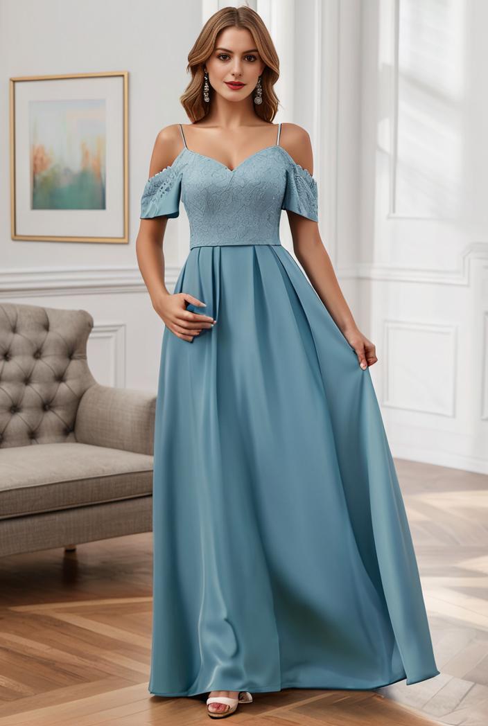 off shoulder spaghetti strap a line maternity dress 122576