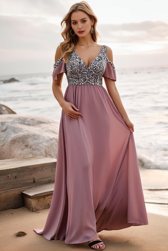 off shoulder spaghetti strap a line maternity dress 122592