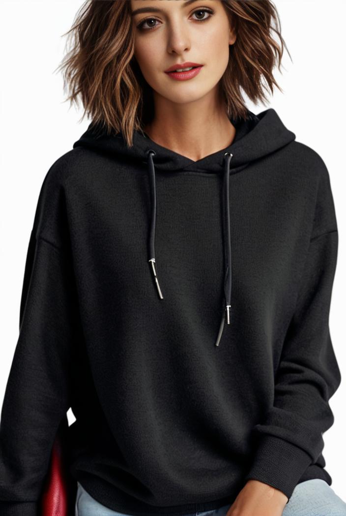 plus size casual hoodie women s plus solid ribbed long sleeve slight stretch hoodie drawstring sweatshirt 123888