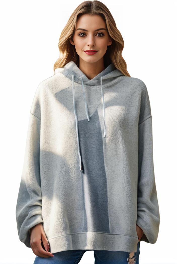 plus size casual hoodie women s plus solid ribbed long sleeve slight stretch hoodie drawstring sweatshirt 123916