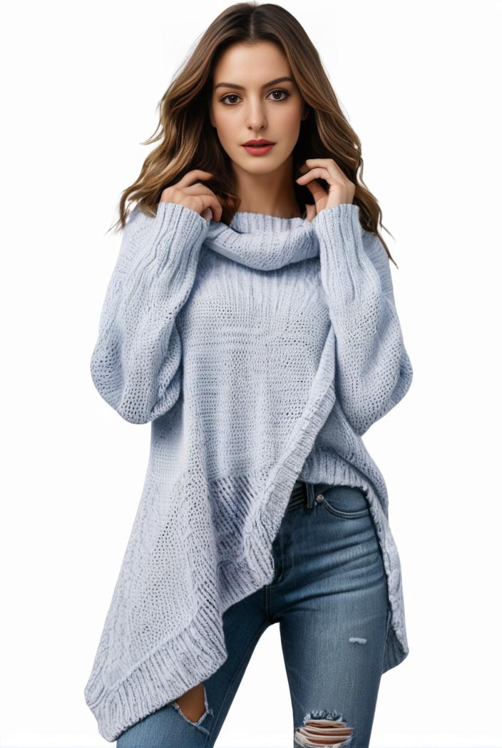 plus size casual sweater women s plus solid tassel trim long sleeve cowl neck high stretch jumper 123930