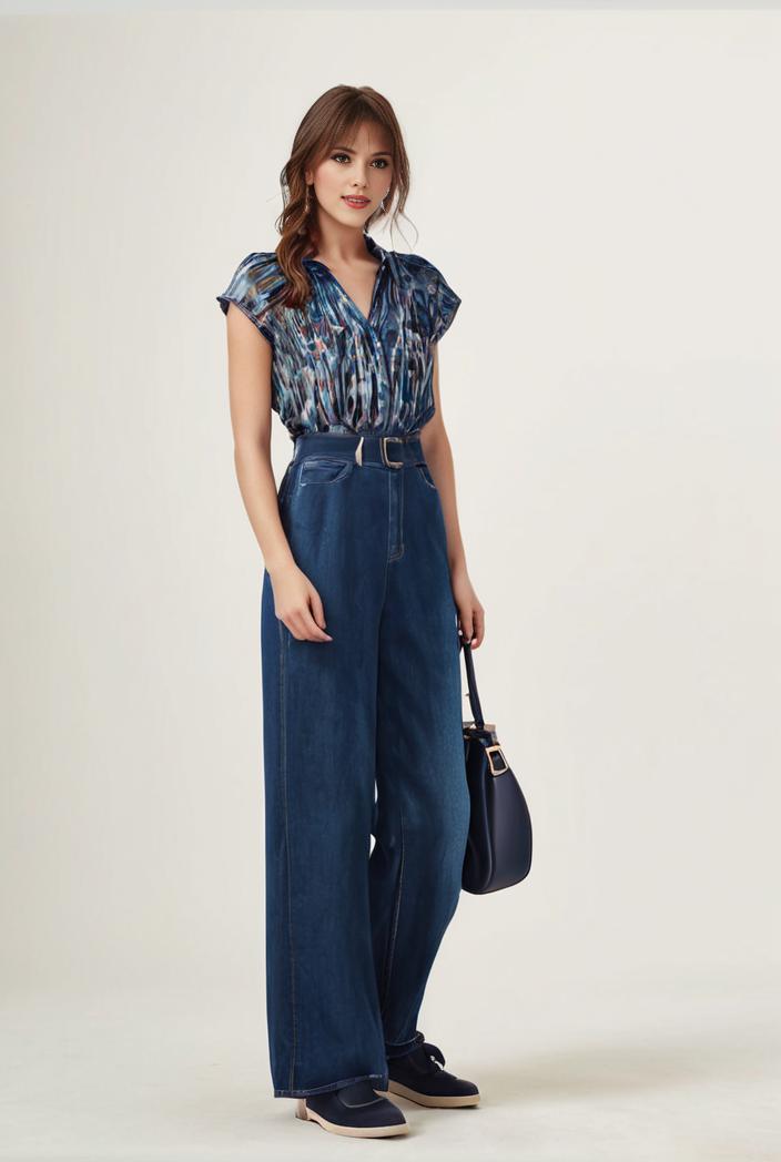 relaxed fit blue denim romper with slant pockets distressed denim coverall stylish women s denim outfit 119824