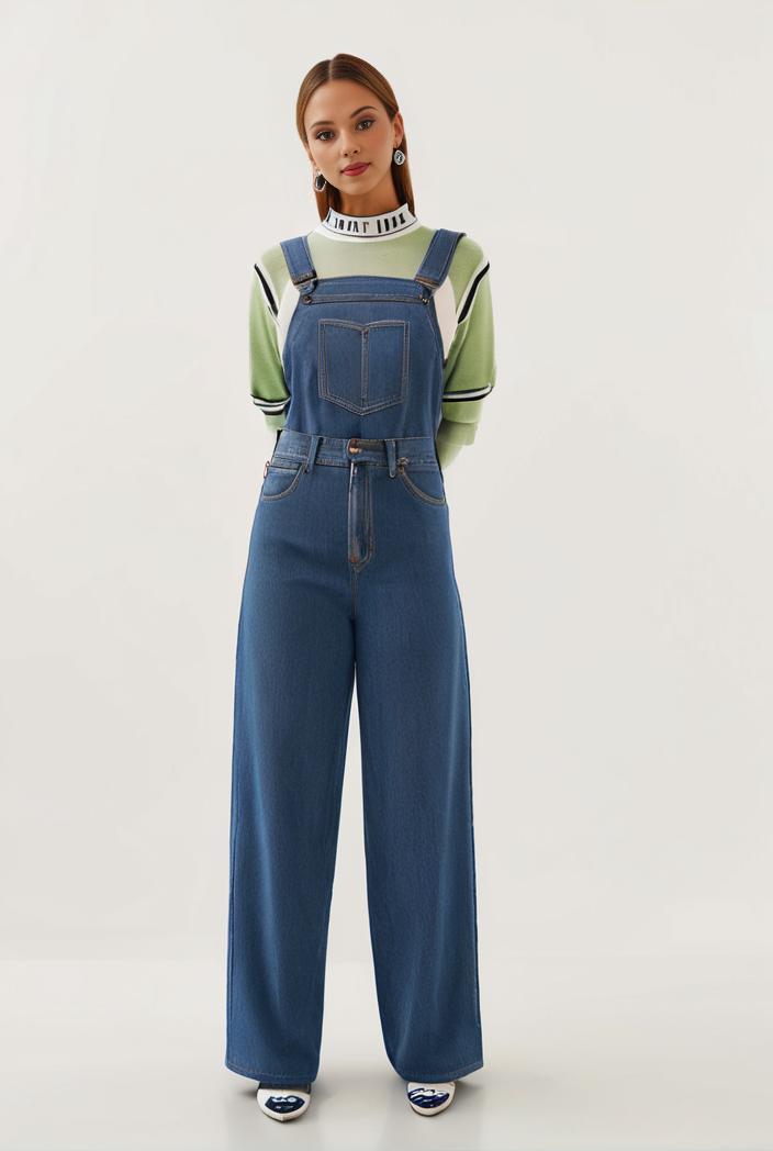 relaxed fit blue denim romper with slant pockets distressed denim coverall stylish women s denim outfit 119828