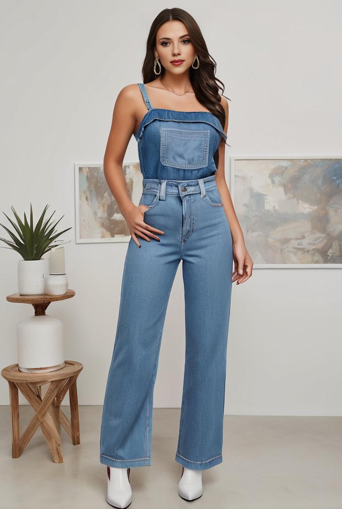 relaxed fit denim jumpsuit with slant pockets non elastic washed denim overalls women s denim apparel 119854