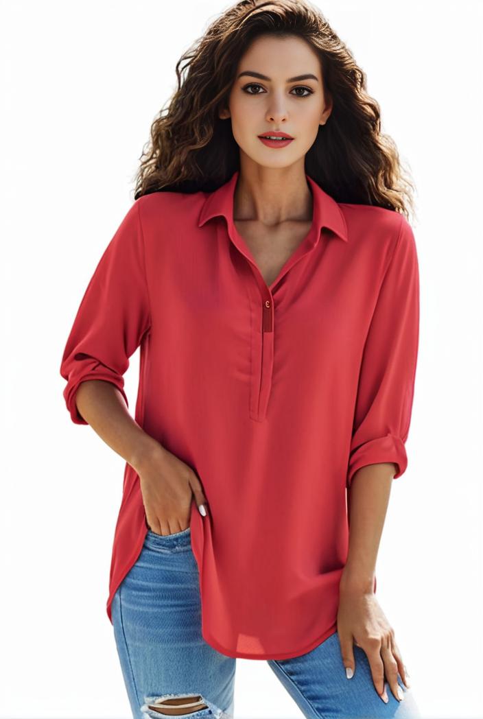 plus size formal shirt women s plus plain long sleeve turn down collar button up workwear shirt 124504