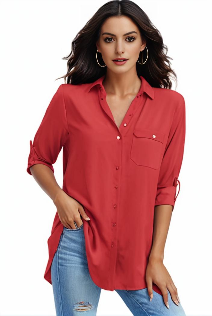 plus size formal shirt women s plus plain long sleeve turn down collar button up workwear shirt 124506