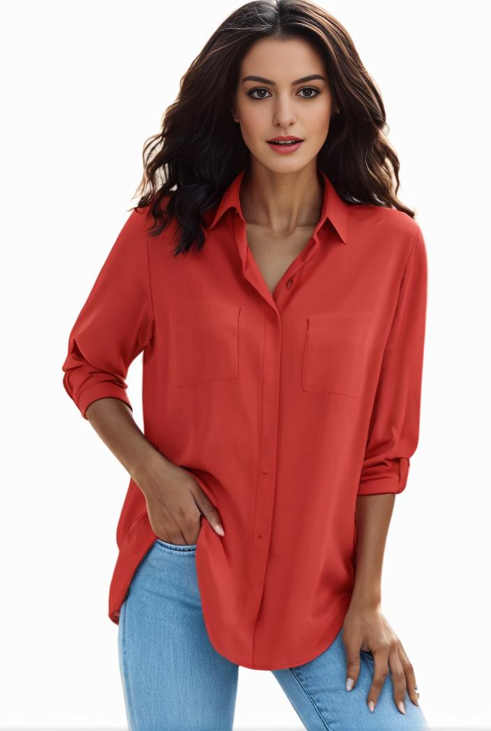 plus size formal shirt women s plus plain long sleeve turn down collar button up workwear shirt 124509