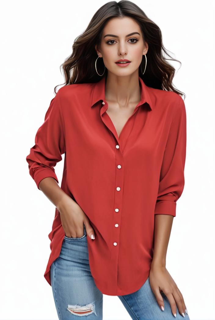 plus size formal shirt women s plus plain long sleeve turn down collar button up workwear shirt 124510
