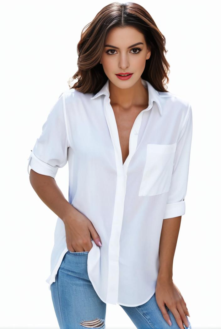 plus size formal shirt women s plus plain long sleeve turn down collar button up workwear shirt 124513
