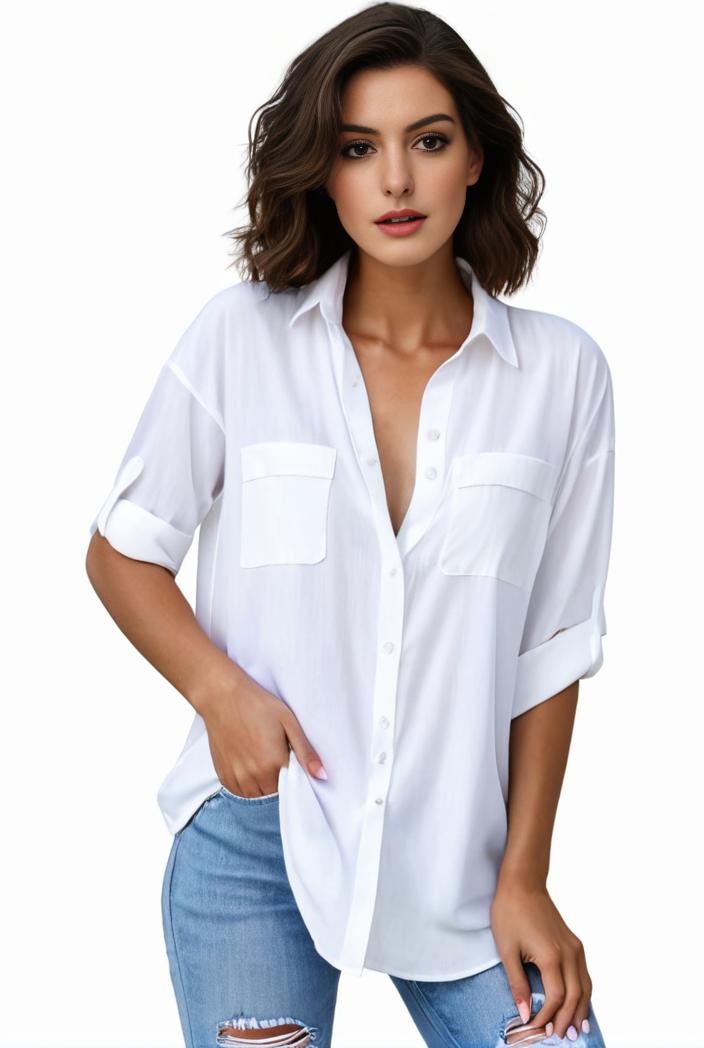 plus size formal shirt women s plus plain long sleeve turn down collar button up workwear shirt 124516