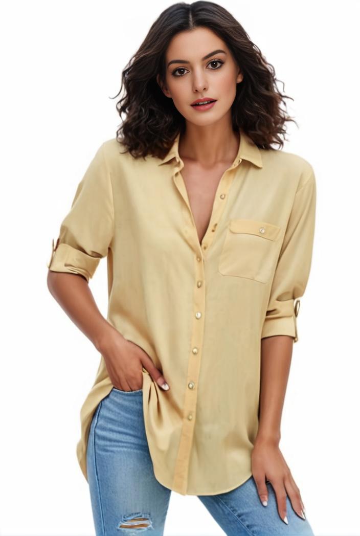 plus size formal shirt women s plus plain long sleeve turn down collar button up workwear shirt 124521