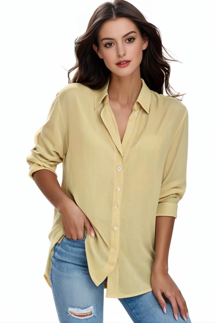 plus size formal shirt women s plus plain long sleeve turn down collar button up workwear shirt 124526
