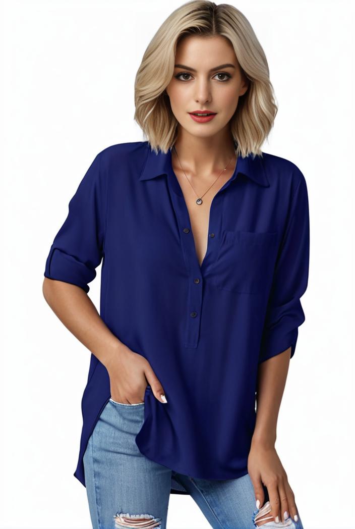 plus size formal shirt women s plus plain long sleeve turn down collar button up workwear shirt 124532