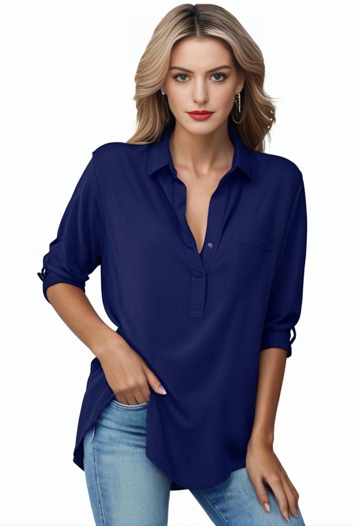 plus size formal shirt women s plus plain long sleeve turn down collar button up workwear shirt 124534