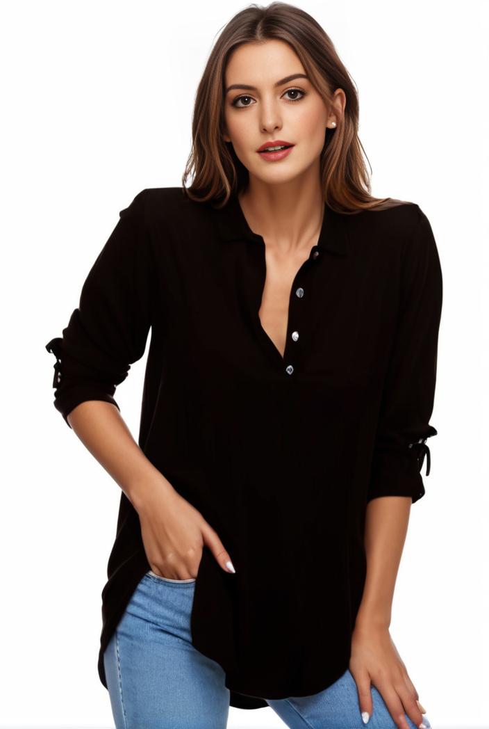 plus size formal shirt women s plus plain long sleeve turn down collar button up workwear shirt 124543