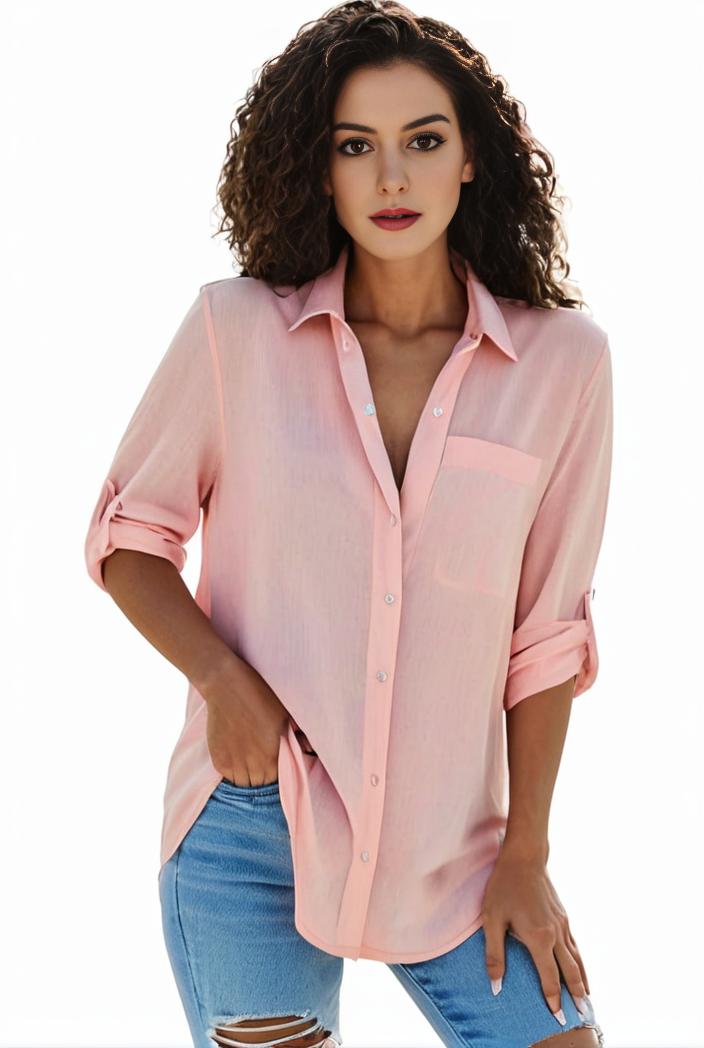 plus size formal shirt women s plus plain long sleeve turn down collar button up workwear shirt 124544