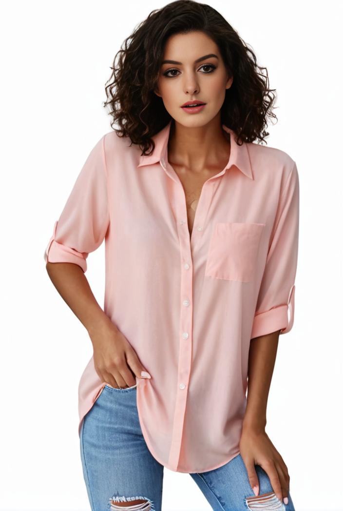 plus size formal shirt women s plus plain long sleeve turn down collar button up workwear shirt 124548