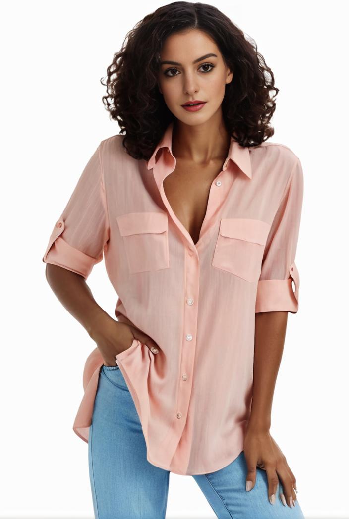 plus size formal shirt women s plus plain long sleeve turn down collar button up workwear shirt 124549