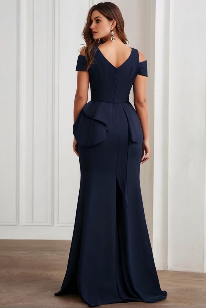 plus size front slit short sleeve with sequin mother of the bride dress 124667