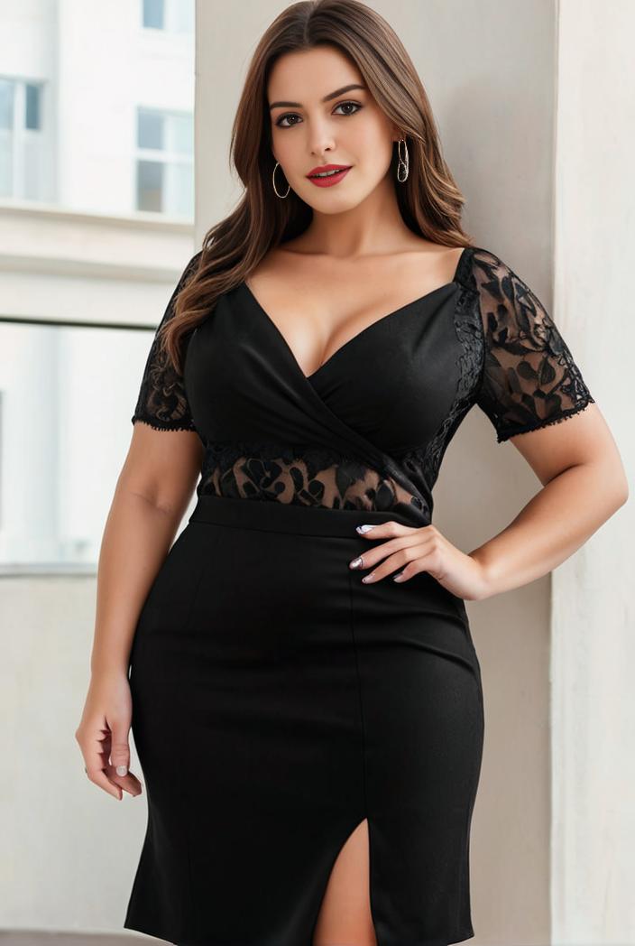 plus size front slit short sleeve with sequin mother of the bride dress 124698
