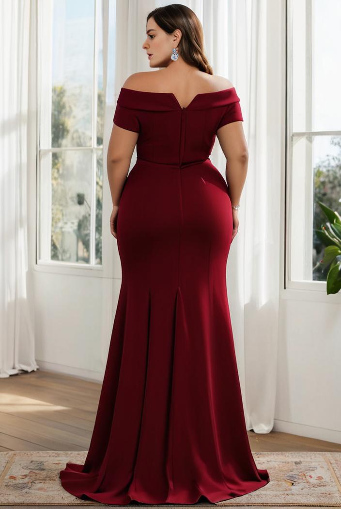 plus size front slit short sleeve with sequin mother of the bride dress 124709