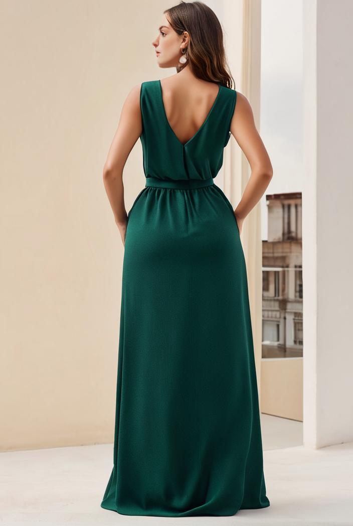 plus size shiny v neck side slit formal evening dress 126207