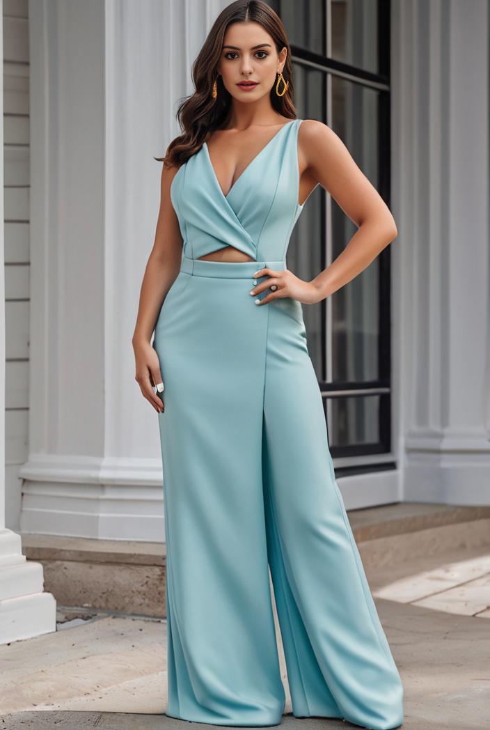 plus size shiny v neck side slit formal evening dress 126391
